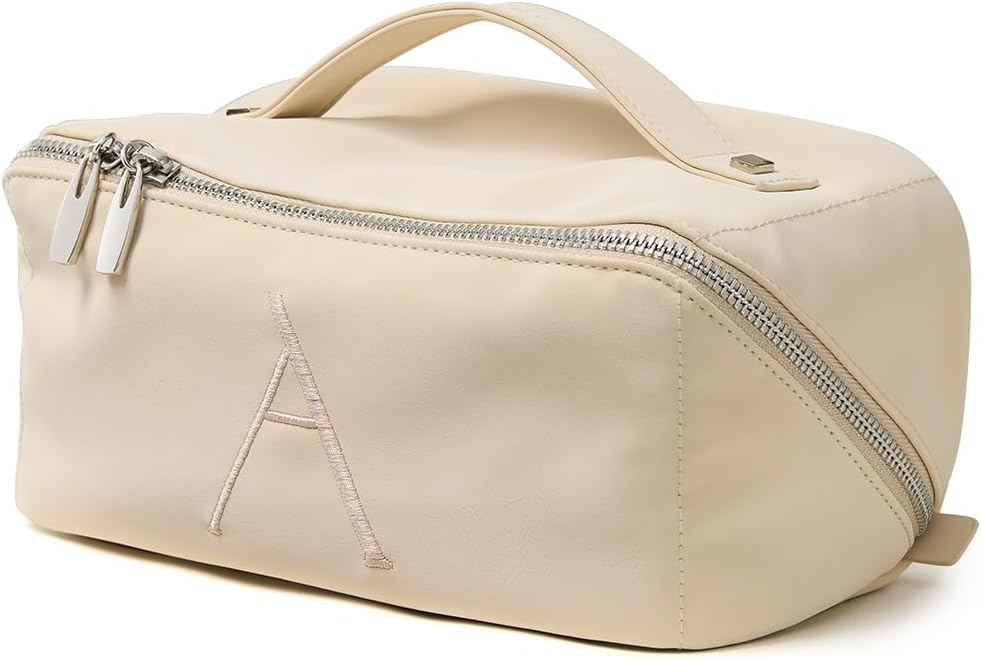 EACHY Travel Makeup Bag,Large Capacity Cosmetic Bags for Women,Waterproof Portable Pouch Open Flat Toiletry Bag Pattern Makeup Bag