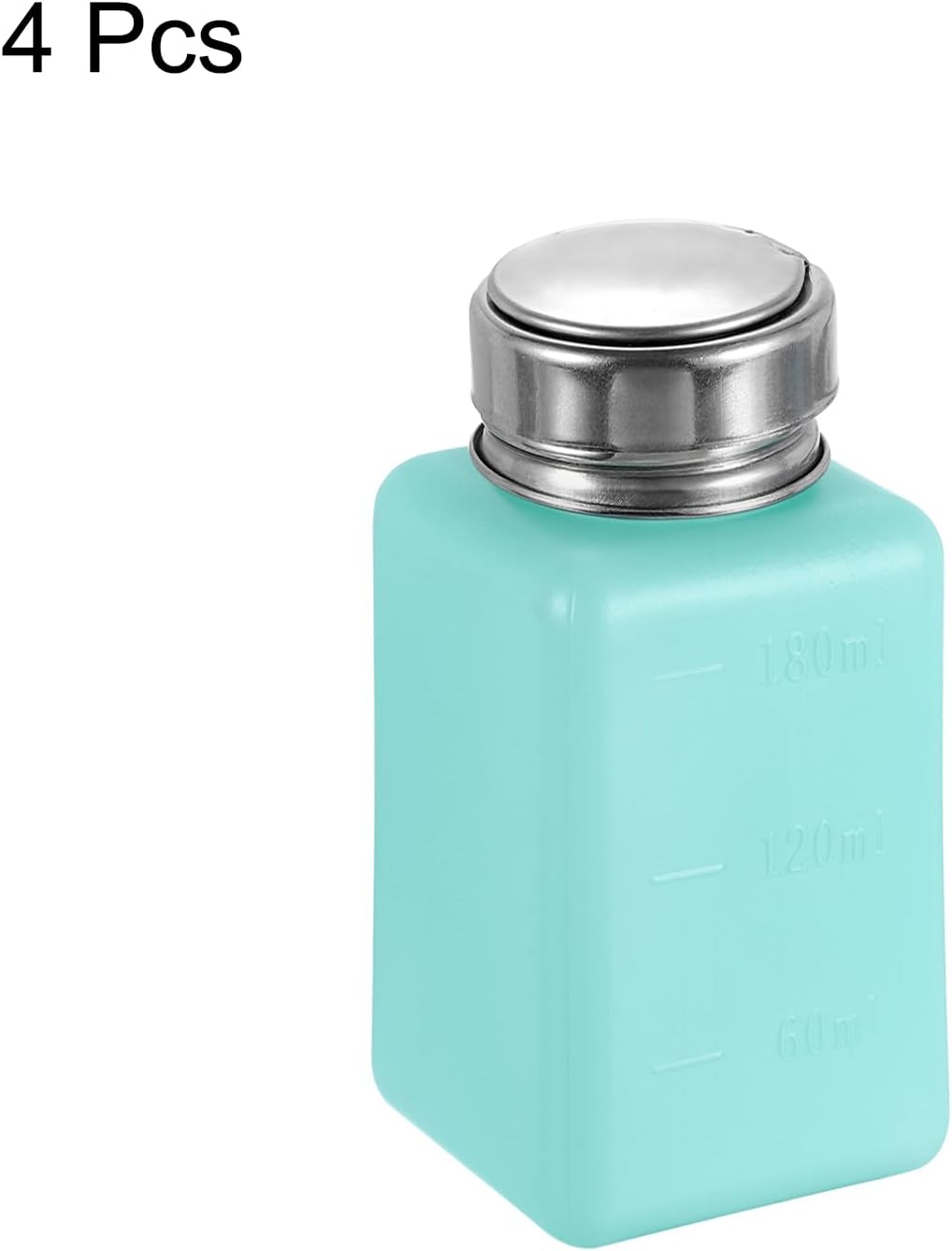 HARFINGTON 4PCS 180ML(6oz) Push Down Alcohol Dispenser Pump Liquid Press Empty Bottles Refillable Container for Cleanser Nail Polish Remover, Green