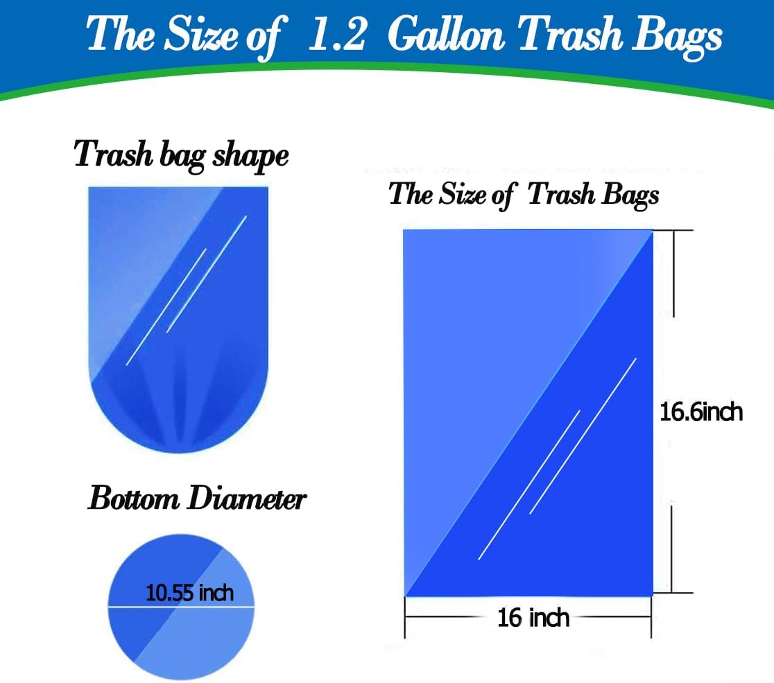 1.2 Gallon 350pcs Small Trash Bags - Strong Garbage Bags, Bathroom Mini Trash Can Liners, Plastic Bags for Home Office, Waste Basket Liners, Fit 5 Liter, 0.8,1,1.5 Gal
