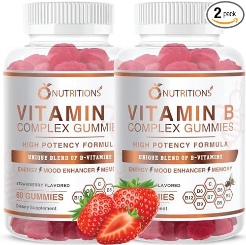 O NUTRITIONS Vitamin B Complex Vegan Gummies with Vitamin B12, B7 as Biotin, B6, B3 as Niacin, B5, B6, B8, B9 as Folate for Stress, Energy and Healthy Immune System (2 Pack)