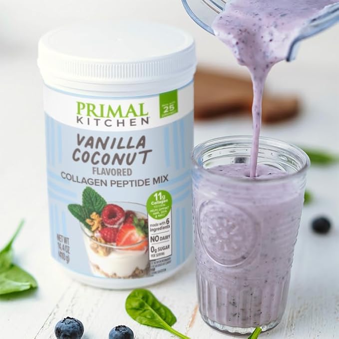 Primal Kitchen Vanilla Collagen Fuel® Drink Mix, Vanilla Coconut Collagen Peptides, No Dairy or Artificial Sweeteners, 14.4 Ounces