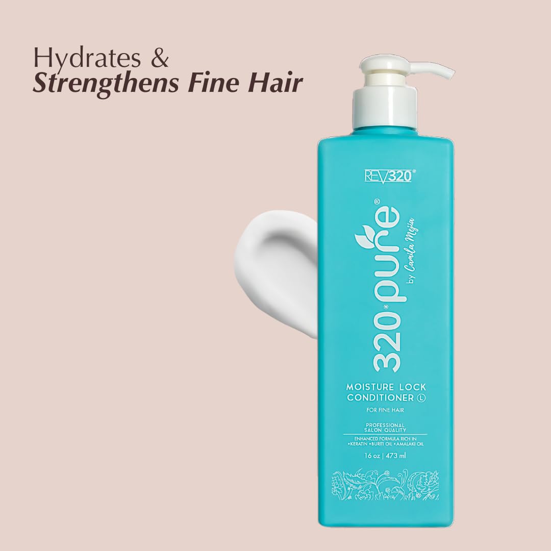 Rev320 320Pure Moisture Lock Conditioner for Fine Hair, Keratin and Argan Oil Hydrating Hair Conditioner, Restore Thin, Dry, & Color-Treated 16oz