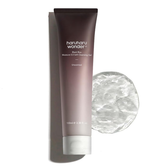 Black Rice Moisture 5.5 Soft Cleansing Gel, Gentle Foaming Daily Cleanser, Low 5.5pH, Moisture Balance, Soap Free, For Sensitive Skin, Vegan & Cruelty-Free, 3.4 fl.oz