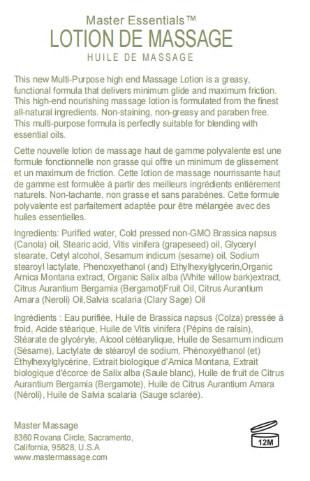 Master Massage Massage Lotion, 1 Gallon Bottle