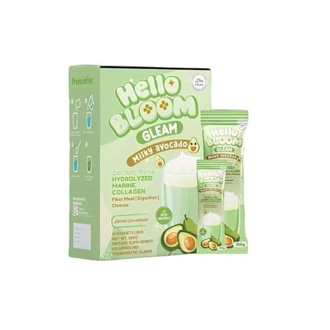 Hello Bloom GLEAM Collagen Mix Drinks by Kiray Celis (1 Pack, Milky Avocado)