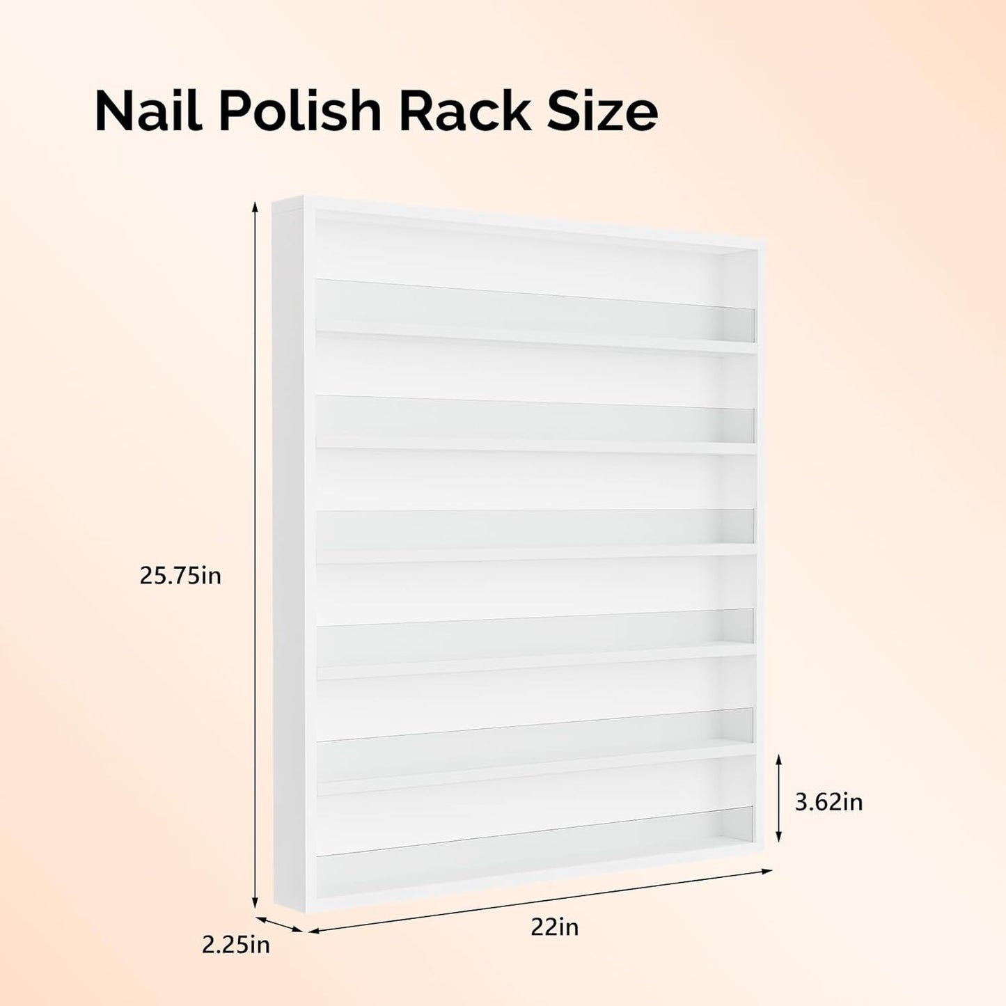 OmySalon 6 Layers Nail Polish Rack, Wall Mount Nail Polish Organizer w/Acrylic Baffle (White)