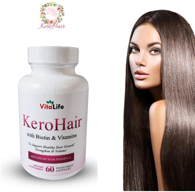 KeroHair Complete Supplement with Vitamins and Biotin I 60 Capsules for Strong and Healthy Hair Growth - Prevents Hair Loss | Approved* Enriched with Extra Biotin and Vitamin B