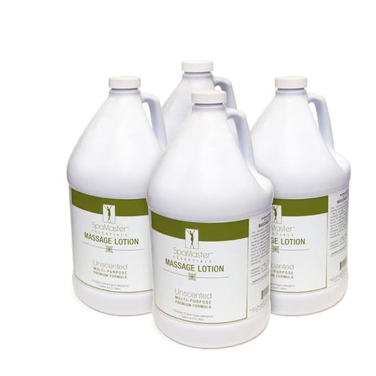Master Massage - Organic, Unscented, Vitamin-Rich and Water-Soluble Massage Lotion - 4 Gallon Bottle Per Pack