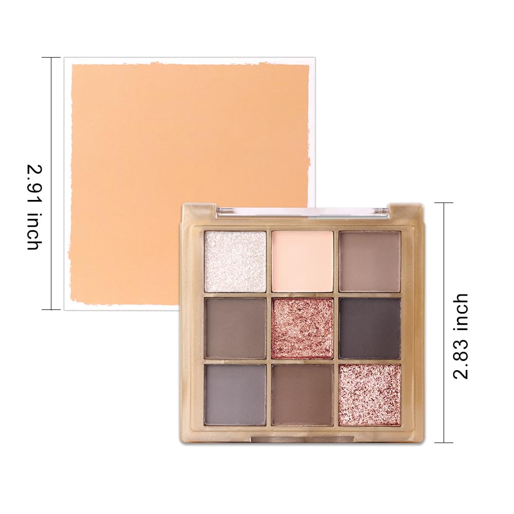 9 Colors Eye Shadow Palettes Makeup,Rose Gold Nude Brown Grey Smoky Eyeshadow Palette for Older Women,Natural Powde Eye Shadows Waterproof Long Lasting Naturing-Looking,Travel Size Makeup Pallete
