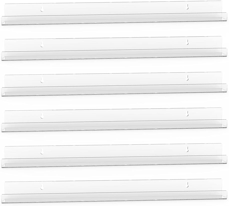 Clear Nail Polish Organizer Wall Mounted, 24 Inches Acrylic Shelf for 150 Bottles, 6 Pack