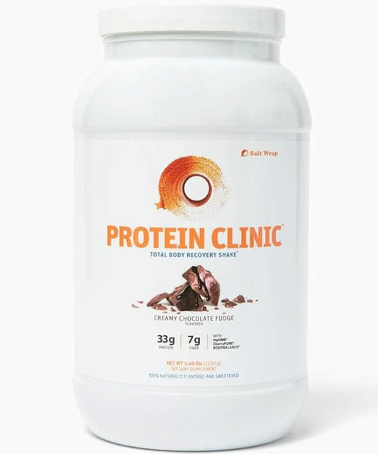 SaltWrap Protein Clinic – Total Body Recovery Shake with Collagen Peptides, HMB, Tart Cherry Extract, Pea Protein Isolate and Prebiotic Fiber for Joints & Muscle Recovery - Creamy Chocolate Fudge