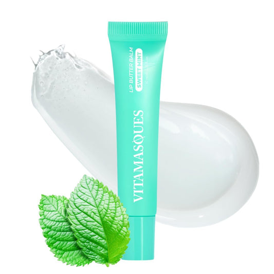 Vitamasques Lip Butter Balm - Sweet Mint, Korean Lip Balm - Peptide Lip Treatment - Lips Balm Hydrating - Light Tinted Lips balm - Made in Korea - 0.33 fl.oz