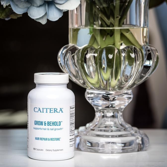 Grow & Behold | Clinically Tested Dietary Supplement for Thinning Hair | Saw Palmetto, Biotin, Zinc & Selenium to Support Hair Growth, Vitality, Shine & Fullness | Vegan 120 Capsules