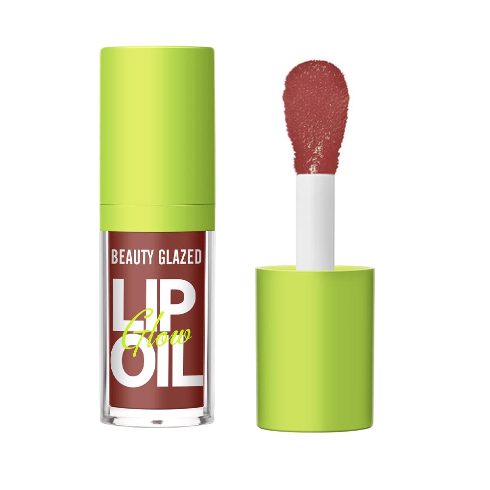 Beauty Glazed Big Brush Head Lip Oil, Ultra-Hydrating & Nourishing, Smooth Glossy Finish Lip Glow Oil, Shiny and Vegan Tinted Lip Gloss, Non-Sticky Formula (107# HUGGING)