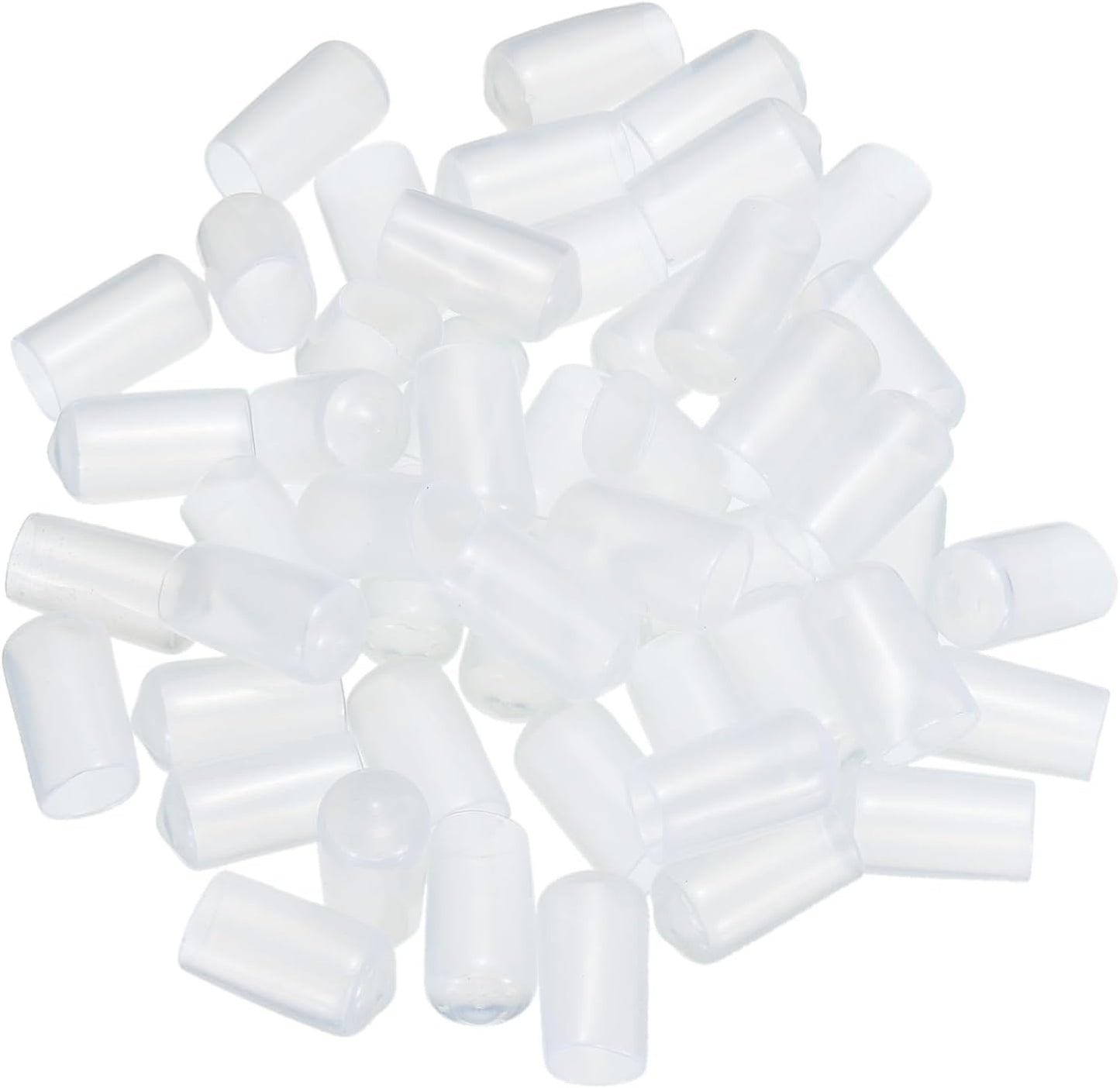 uxcell 50pcs Rubber End Caps 10mm(3/8") ID Vinyl PVC Round Tube Bolt Cap Cover Screw Thread Protectors Clear, 0.4 inch