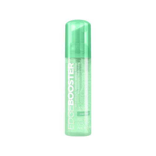 Style Factor EDGE BOOSTER Extra Strength Setting Mousse Travel Size – Frizz Control, Extra Volume, and Conditioning – 2.5oz Green Beryl Mousse for Curly Hair