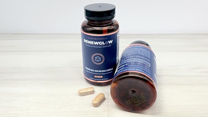 Renewglow Hair Supplement, Proven to Promote Healthy Hair Growth Supports Thicker, Fuller Hair and Healthier Skin, Ages 35 and Up, 2-Pack