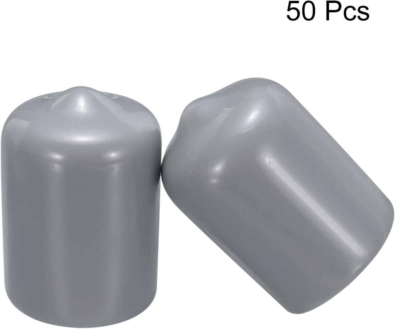 uxcell 50pcs Rubber End Caps 15mm ID Vinyl PVC Round Tube Bolt Cap Cover Screw Thread Protectors Grey, 0.59 inch