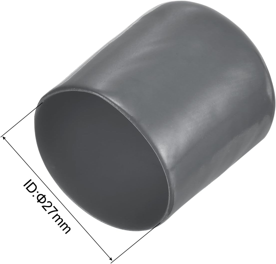 uxcell 50pcs Rubber End Caps 27mm(1 1/16") ID Vinyl PVC Round Tube Bolt Cap Cover Screw Thread Protectors Dark Grey