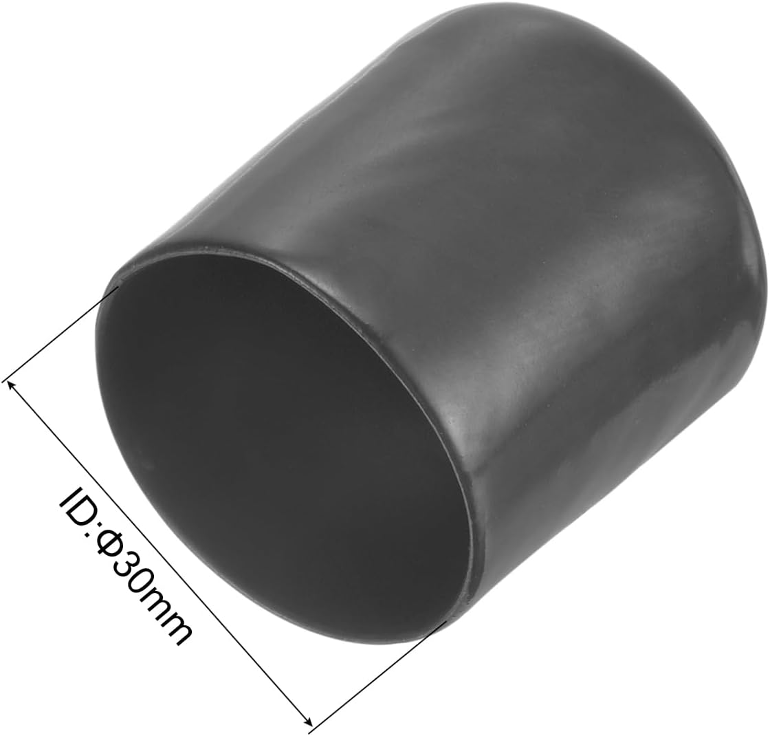 uxcell 50pcs Rubber End Caps 30mm(1 3/16") ID Vinyl PVC Round Tube Bolt Cap Cover Screw Thread Protectors Dark Grey