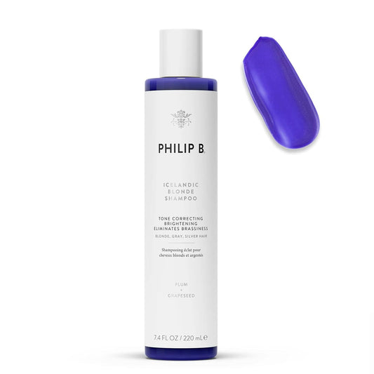 PHILIP B Icelandic Blonde Shampoo, 7.4 fl. oz. (220 ml) - Tone Correcting, Brightening, Eliminates Brassiness, For Blonde, Gray or Silver Hair
