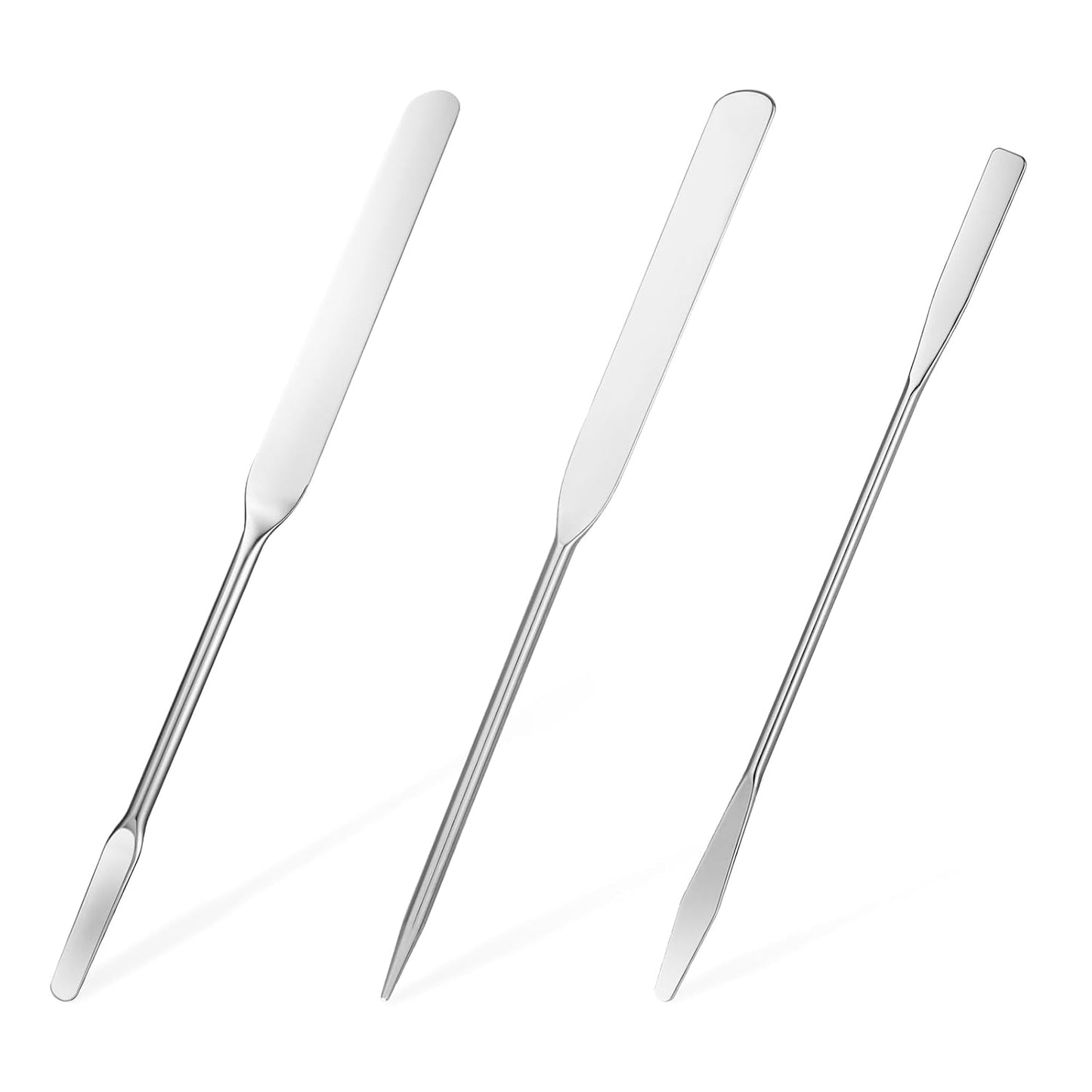 3 pcs Makeup Spatula Foundation Spatula, Stainless Steel Facial Beauty Spatula, Tiny Makeup Palette Mixer Face Cream Applicator Cosmetic Mixing Tool for Even Application Foundation Double Edged