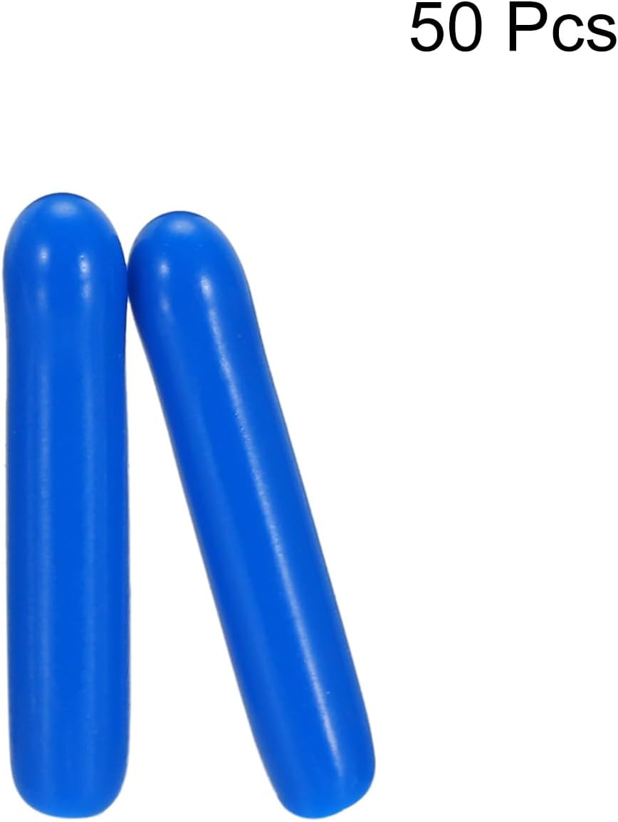 uxcell 50pcs Rubber End Caps 1.5mm ID Vinyl PVC Round Tube Bolt Cap Cover Screw Thread Protectors Blue, 0.06 inch