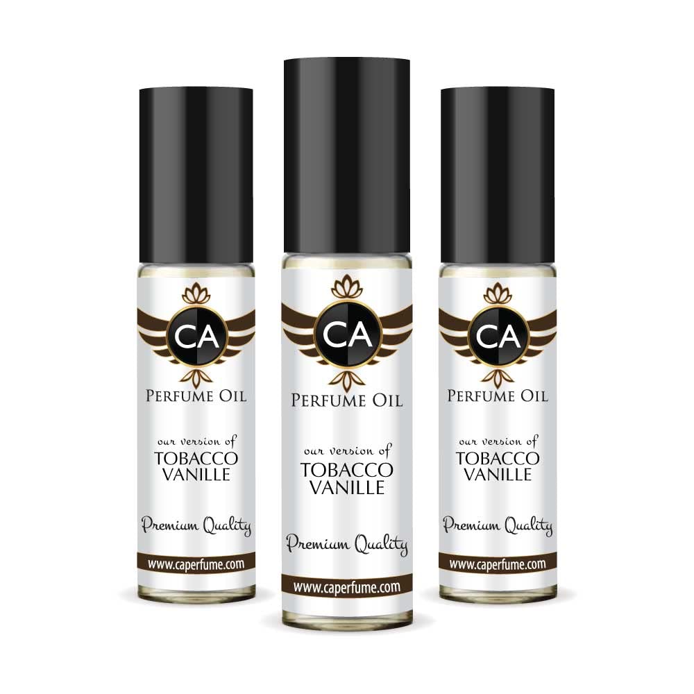 CA Perfume Impression of Tobacco Vanille for Men Eau De Parfum Amber Spicy Scent Long Lasting Cologne for Men Travel Size TSA Ready for Day and Night Wear 0.33 Fl Oz 10ml (Pack of 3)