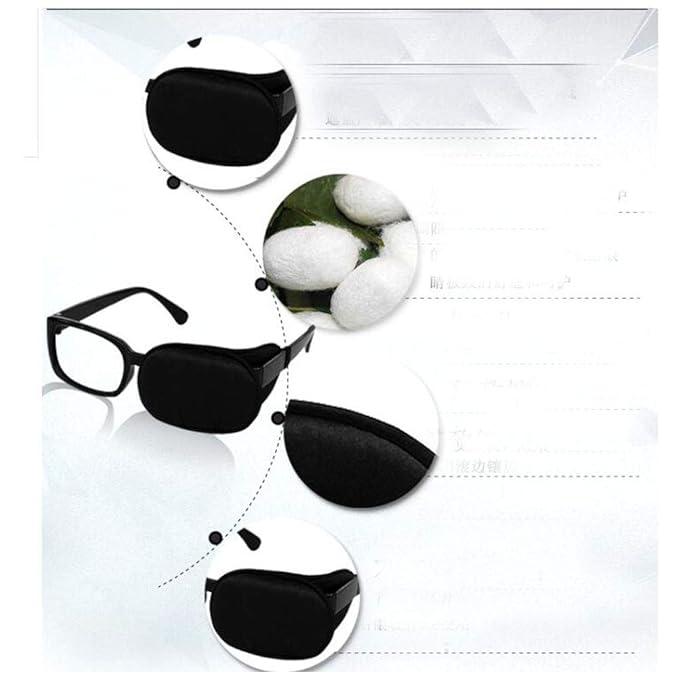 Adult/Kids Silk Glasses Eye Mask Amblyopia Strabismus Lazy Eye Patches Treat Lazy Eye and Strabismus(Black)