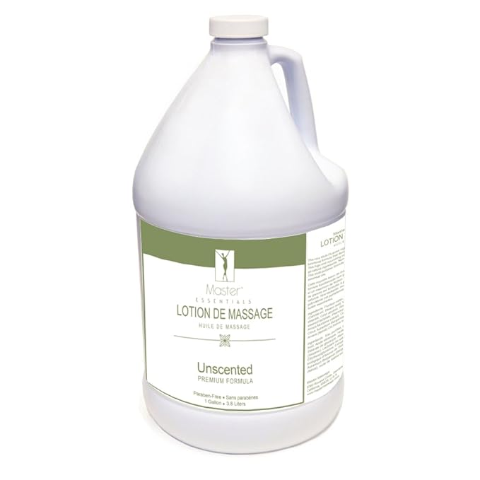 Master Massage Organic, Unscented, Vitamin-Rich & Water-Soluble Massage Lotion - 1 Gallon, Clear