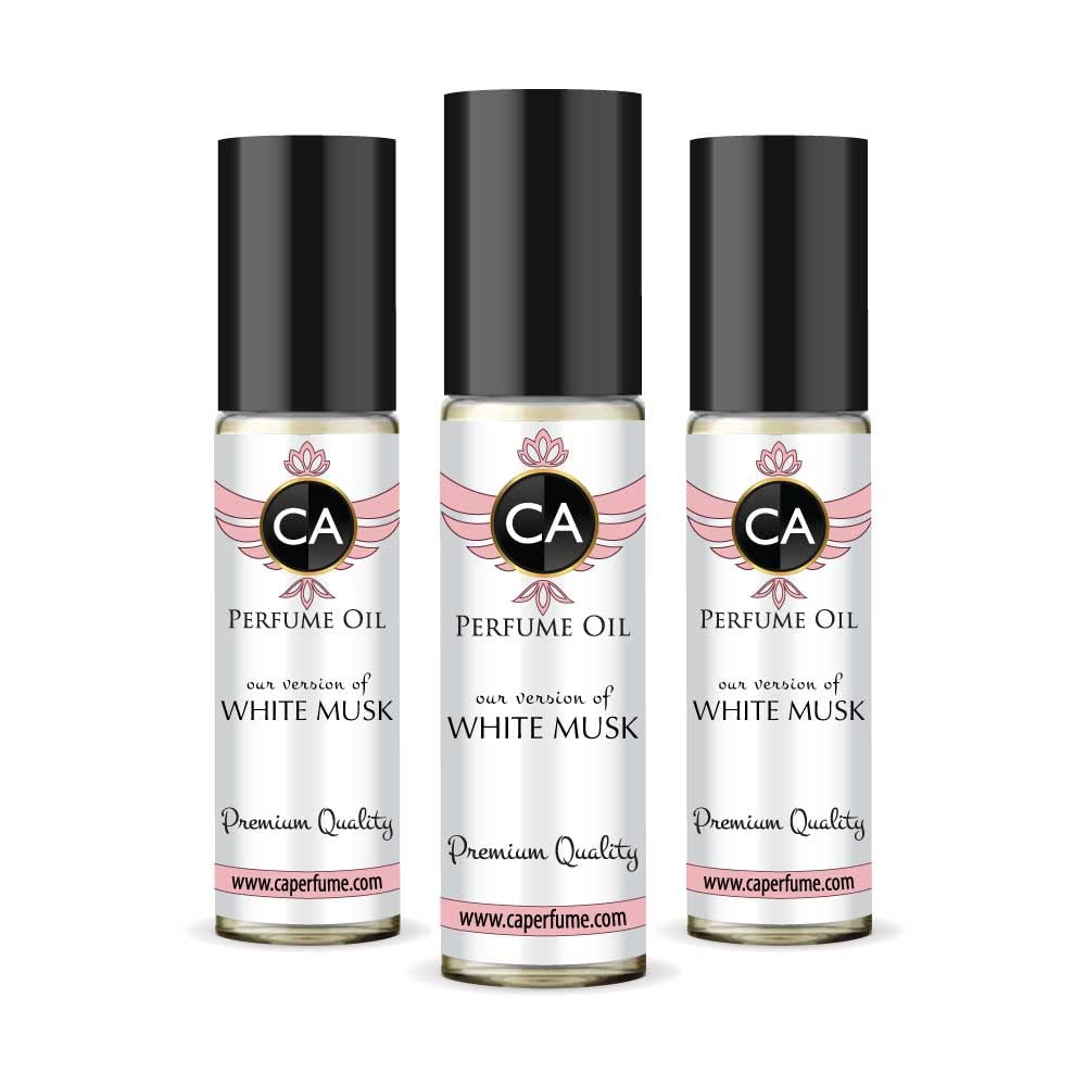 CA Perfume Impression of White Musk for Women Eau De Parfum Floral Woody Musk Scent Long Lasting Perfumes for Women Travel Size TSA Ready for Day and Night Wear 0.33 Fl Oz 10ml (Pack of 3)