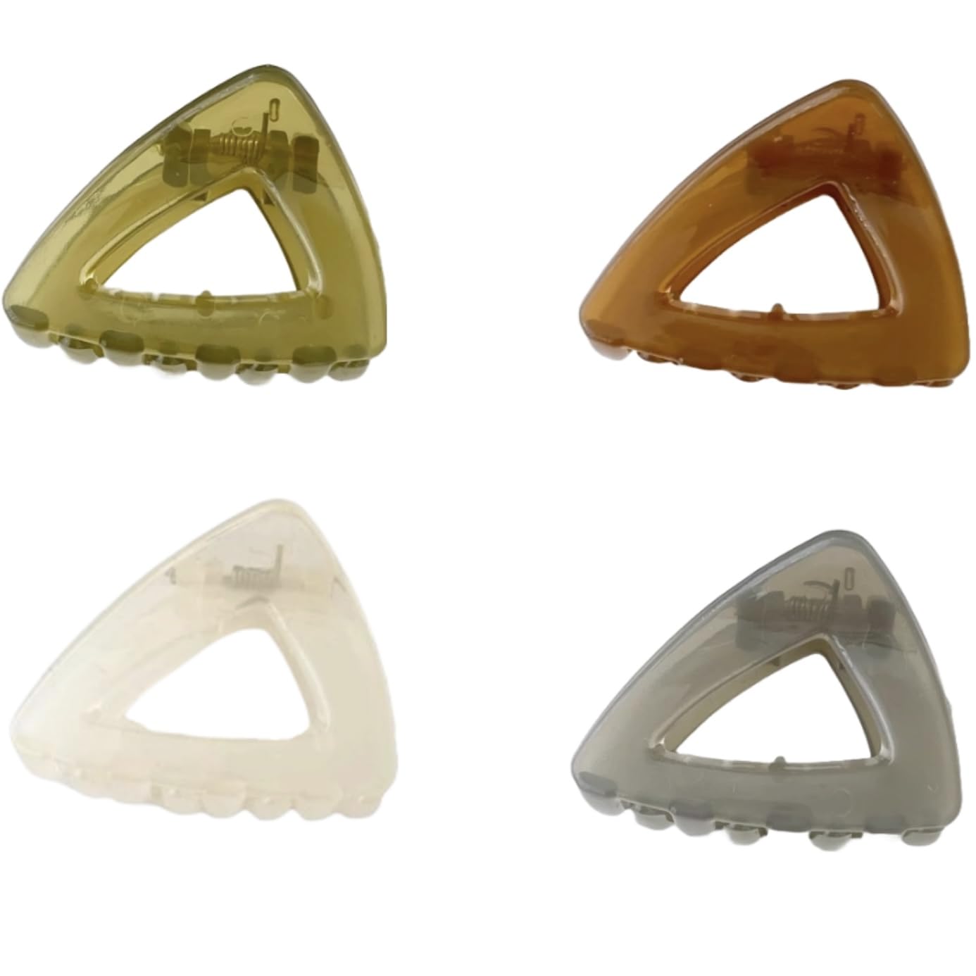 Generic Medium Small Triangle Claw Clips for Women Girls, Four Color 1.6 Inch Hair Styling Accessories for Long, Short, Thick and Thin Hair, (4 PACK), Green, Gray, Brown, Cream