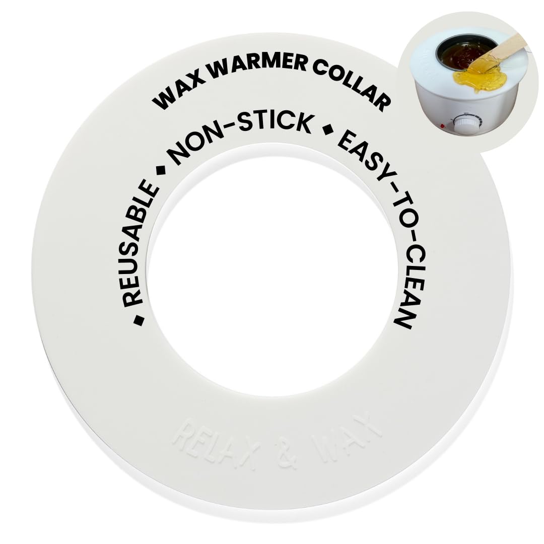 Reusable Non-Stick Silicone Wax Collars for Wax Pot – Fits All 14-16 oz Wax Cans & Warmers – Wax Warmer Collars for Easy, Mess-Free Cleaning (White, 1pc)