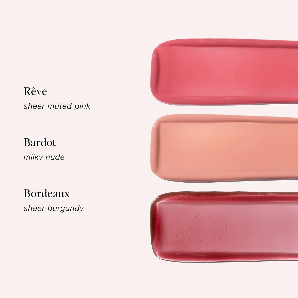 Jouer The Lip Edit Deluxe Tinted Lip Oil Trio, Hydrating, High Shine, Non-Sticky Set with Apricot, Jojoba, Vitamin E, Makeup Gift, 3 Shades