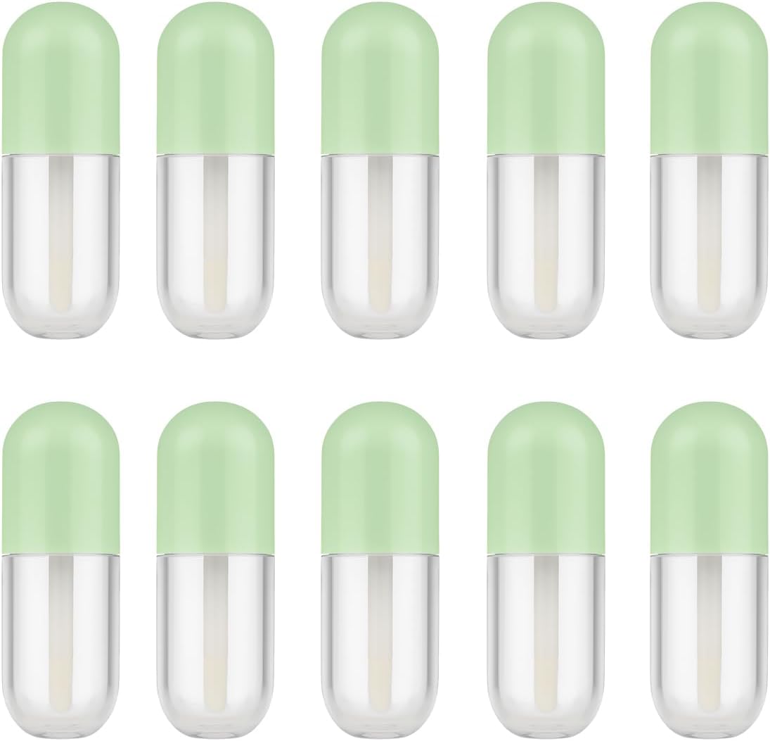 10 Packs 5ml Capsule Lip Gloss Tubes with Wand Applicator Empty Refillable Lipstick Bottles Travel Mini Cosmetic Containers for DIY Lip Gloss, Lip Oil, Liquid Lipstick