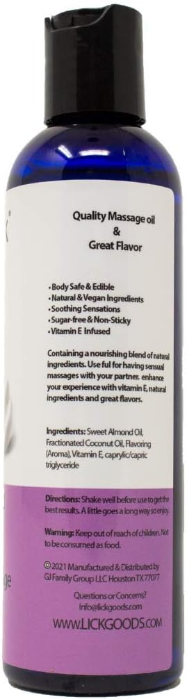 Whipped Cream Flavored Massage Oil for Couples – Edible Massaging Lotion with Vitamin E and Sweet Almond and Coconut Oil is Non Sticky and Gentle on Skin – Natural, Relaxing and Vegan (4 oz)