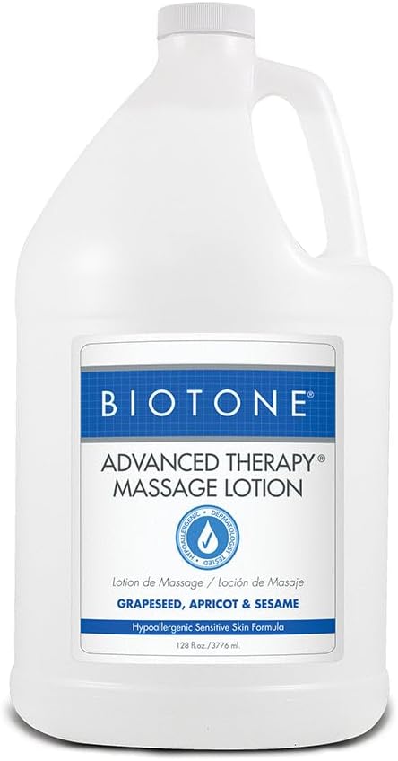 BIOTONE Advanced Therapy Massage Lotion, Hypoallergenic and Fragrance-Free, More Glide and Workability, Absorbs for a Non-Greasy Finish