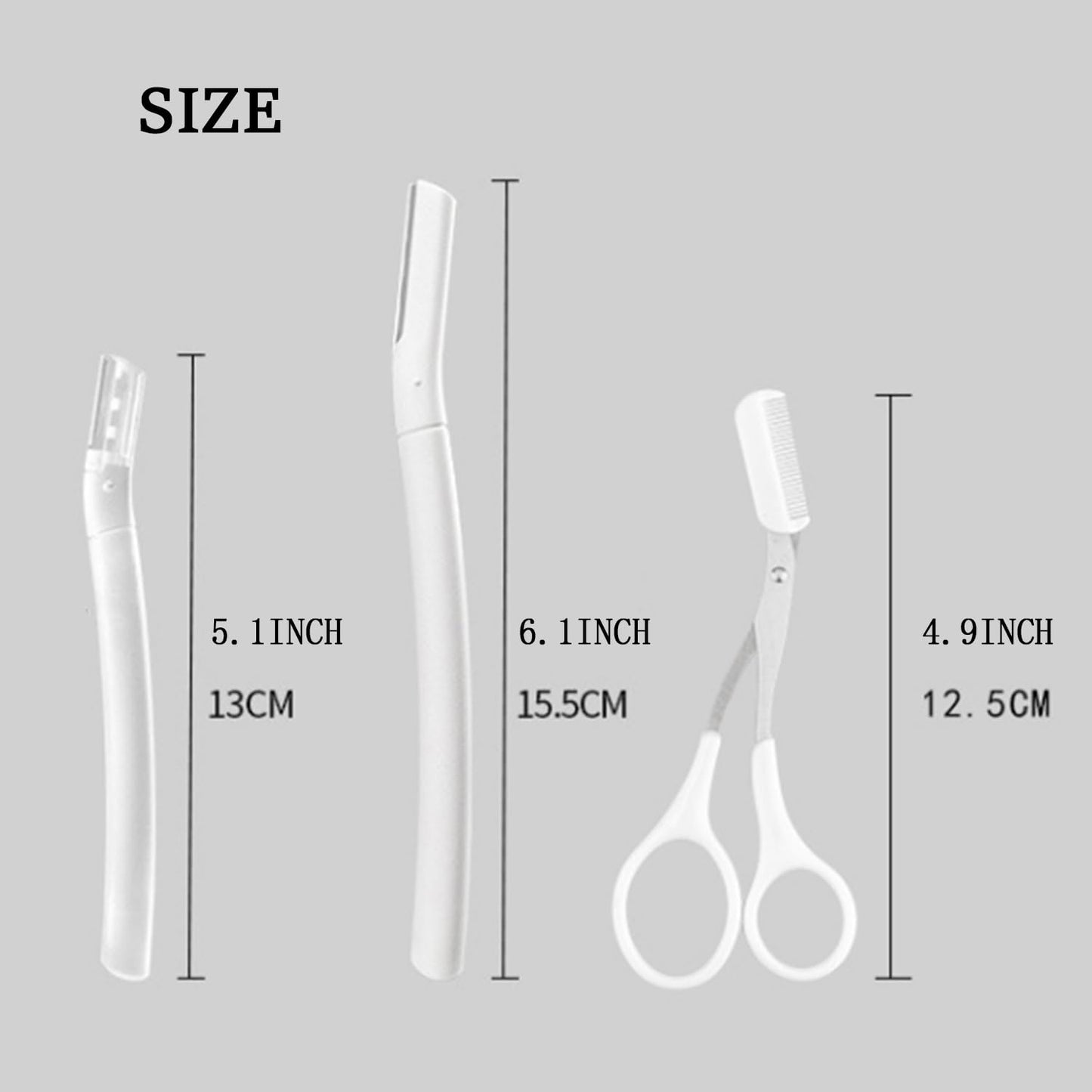 Eyebrow Razors Sets, 2PCS Razor with Protective Cover, 1PCS Scissor, Facial Hairs Peach Fuzz Removal, Face Shavers (Clear)