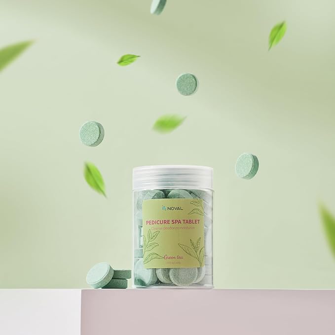 NOVAL Pedicure Spa Tablet - Fast Dissolving, Gentle & Portable Foot Soak for Softening Calluses & Hydrating Skin, Green Tea Scent