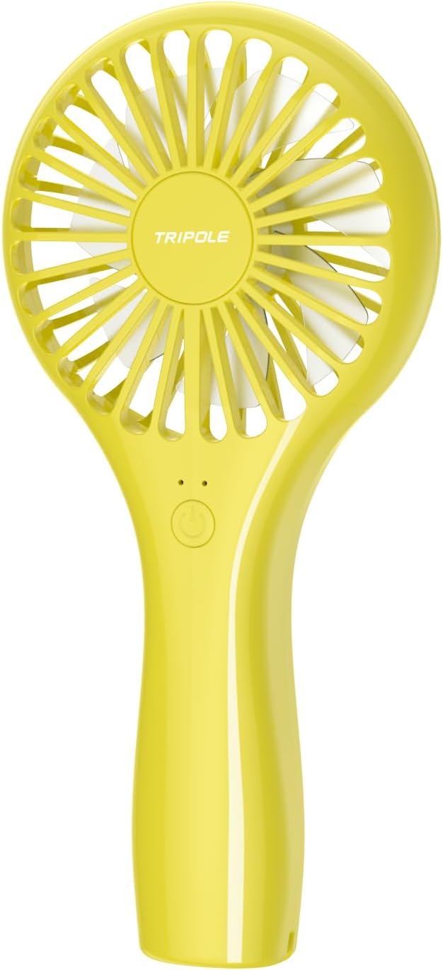 TriPole Mini Handheld Fan Battery Operated Small Personal Portable Fans Speed Adjustable USB Rechargeable Fan for Kids Girls Women Men Home Office Indoor Outdoor Travelling, Yellow