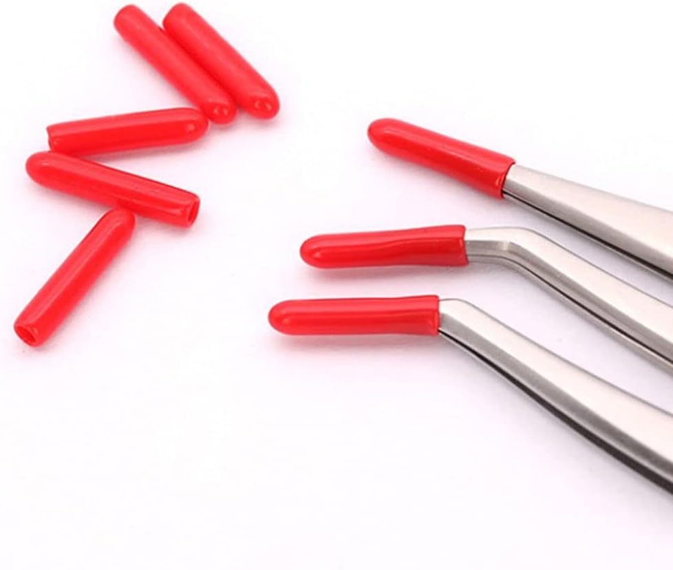 Lurrose Silicone Caps for Tweezers 100Pcs Protective Tip Guards Lash Extensions Cover Rubber Tweezer Tip Cap for Beauty Tools