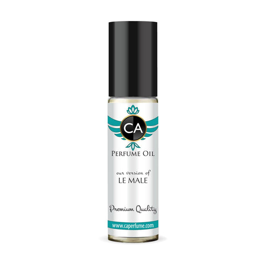 CA Perfume Impression of Le Male for Men Eau De Parfum Amber Fougere Scent Long Lasting Cologne for Men Travel Size TSA Ready for Day and Night Wear 0.33 Fl Oz 10ml