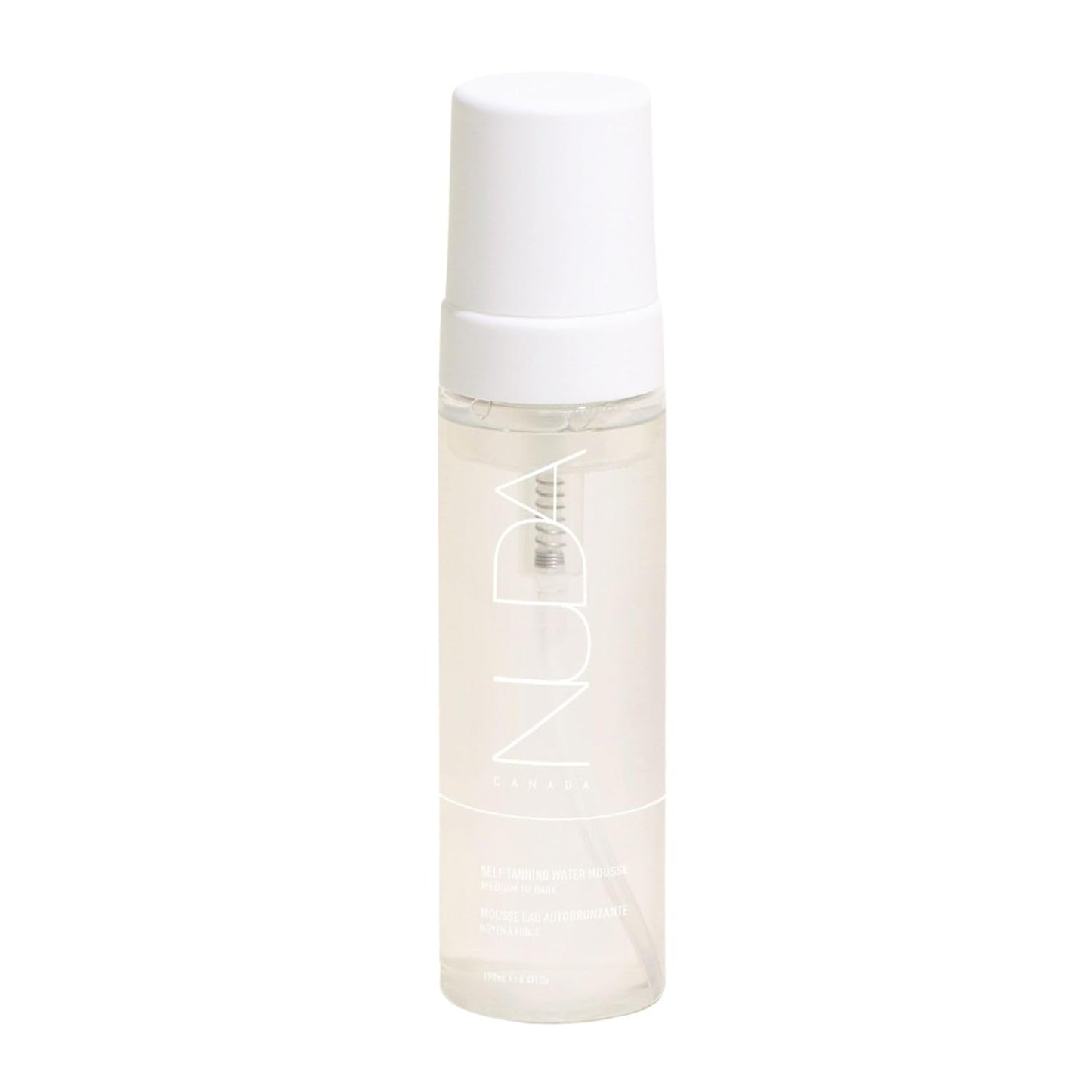 Nuda Self Tanning Water Mousse - Medium to Dark | Streak & Transfer-Free Clear Self Tanner | Hydrating Sunless Tanner for a Natural Look | Lightweight Fragrance-Free Self Tanning Mousse, (6.4 Fl Oz)