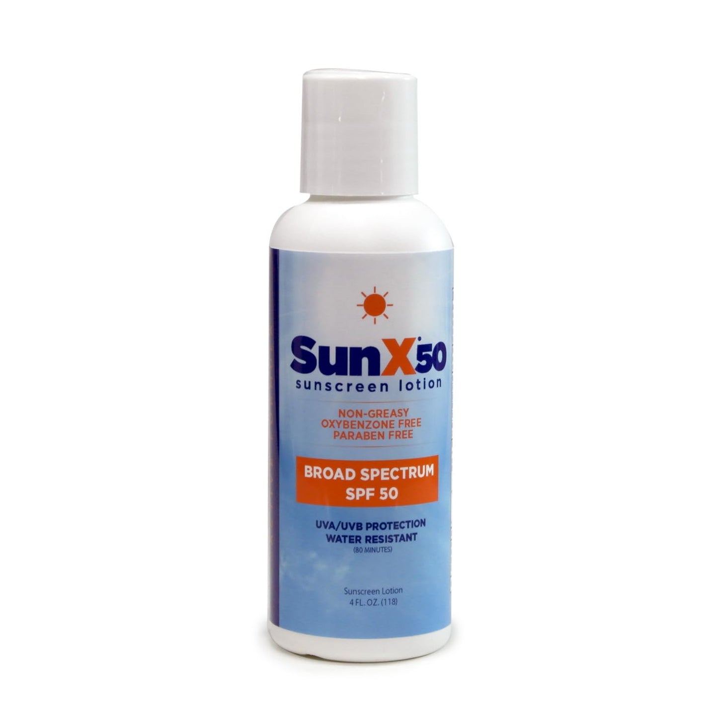 CoreTex Sun X 50 SPF Broad Spectrum Sunscreen Lotion - 4oz Bottle of Paraben, Oxybenzone, Octinoxate, & Oil Free Sunscreen - No White Cast and Water & Sweat Resistant Up to 80 Minutes