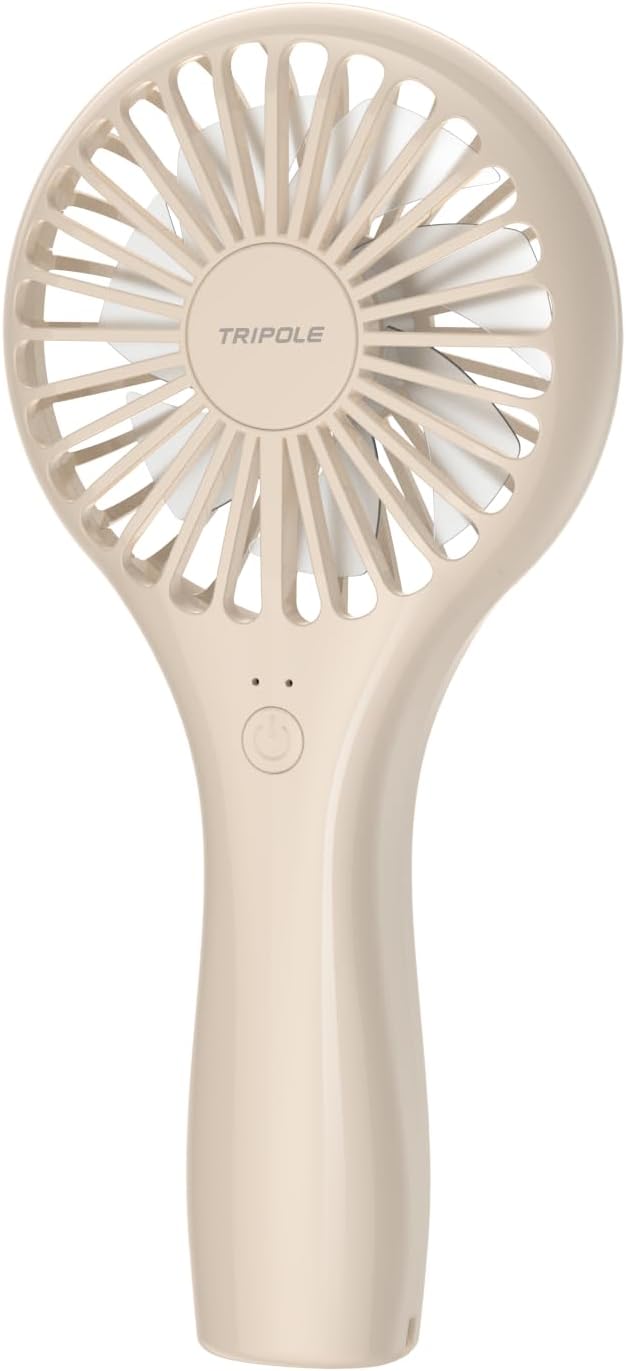 TriPole Mini Portable Fan Powerful Personal Handheld Fans, Battery Operated Rechargeable Fan Speed Adjustable Small Eyelash Fans for Stylish Kids Girls Women Indoor Outdoor Travelling, Beige