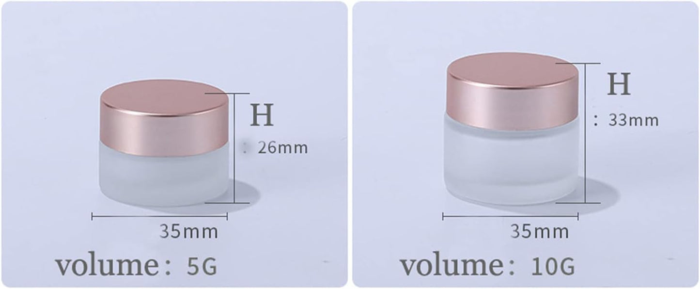 10 Pcs 10 Gram/10ml Empty Jars Clear Frosted Glass Cream Jar Pot Bottles with Rose Gold Lids Cosmetic Container Refillable Glass Eye Cream Jar Pot for Face Lotion Eyeshadow Lip Balms …