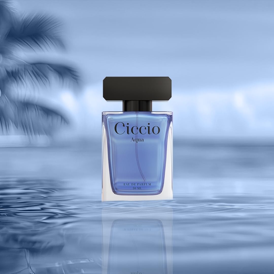 CICCIO Aqua Eau De Parfum for Men, Long Lasting Luxury Fragrance with Bergamot, Lemon, Mandarin & Lavender, Fresh Summer Scent, Daily Wear Perfume, 50ml