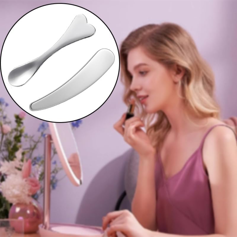 8Pcs Mini Stainless Steel Cosmetic Beauty Spatulas,Skincare Spatulas,Small Makeup Spatula, Makeup Cream Spoon,Mini Beauty Heart Spoons for Mixing and Sampling Masks Skin Care Creams Eye Cream