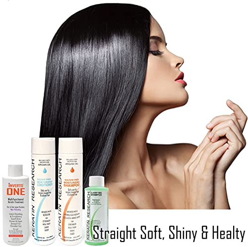 INVERTO ONE Formaldehyde-Free Brazilian Keratin Blowout Treatment for Instant Hair Straightening - Professional Complex (Large Set)