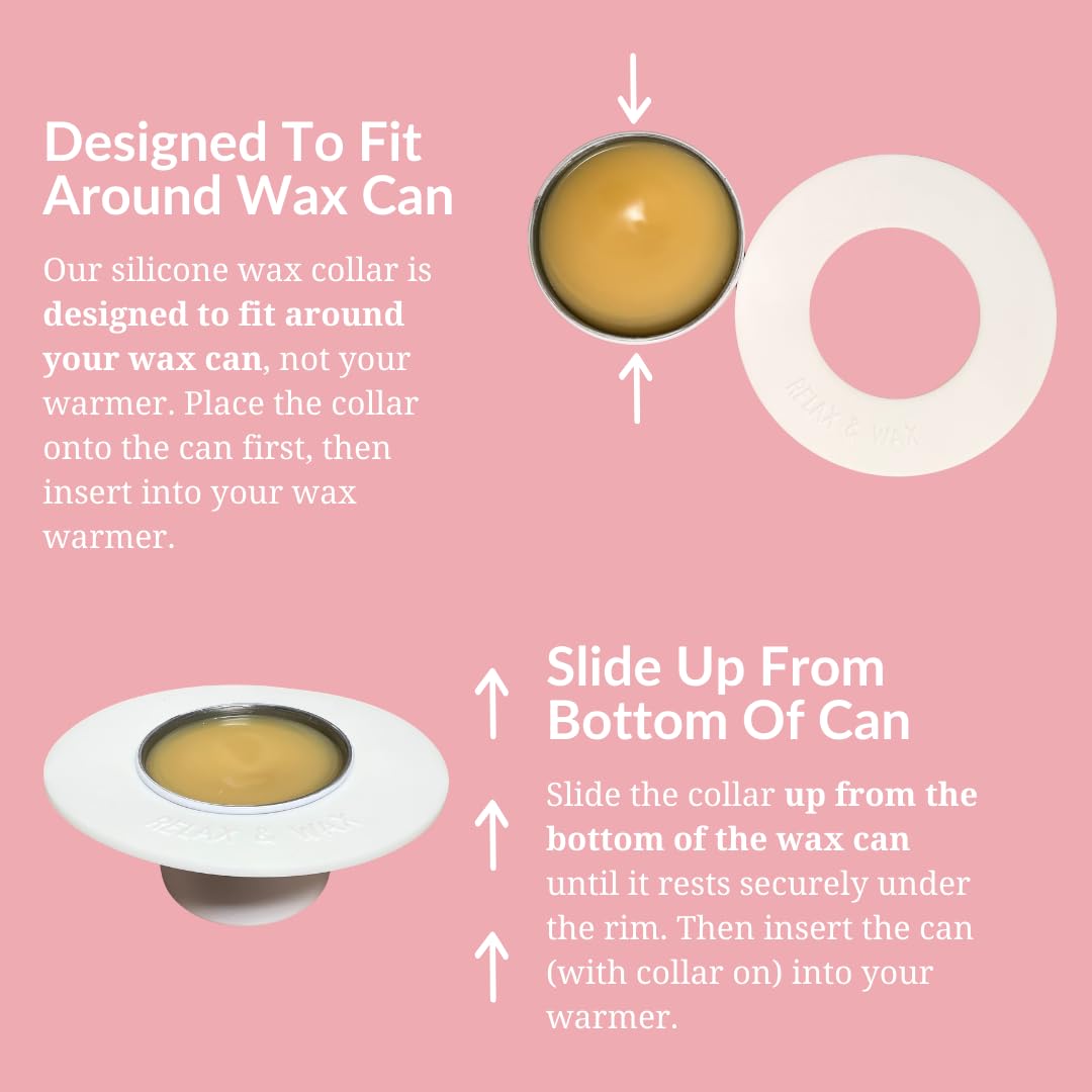 Reusable Non-Stick Silicone Wax Collars for Wax Pot – Fits All 14-16 oz Wax Cans & Warmers – Wax Warmer Collars for Easy, Mess-Free Cleaning (White, 1pc)